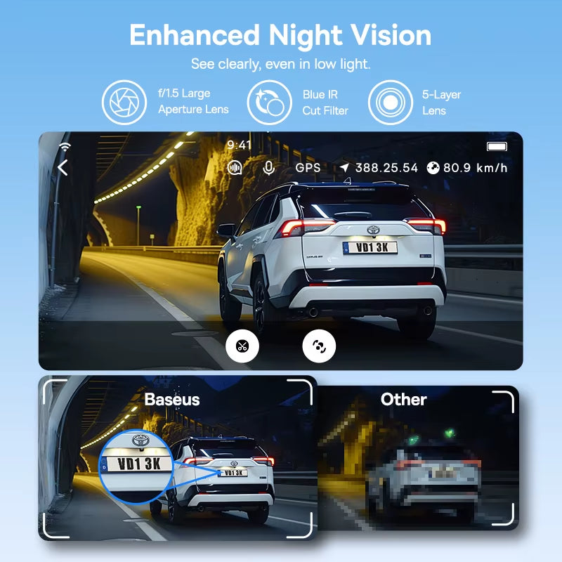 3K Dash Cam VD1 Front and Rear Cam HD Built-In GPS Galileo Supercapacitor Car DVR Car Camera Recorder Support 24H Parking