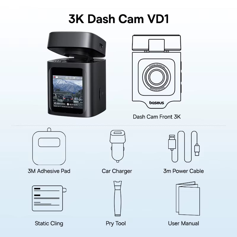 3K Dash Cam VD1 Front and Rear Cam HD Built-In GPS Galileo Supercapacitor Car DVR Car Camera Recorder Support 24H Parking